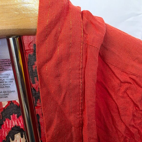 Chicos Red & Black Abstract Open Front Kimono S/M Made In China Rayon Blend - Picture 7 of 12